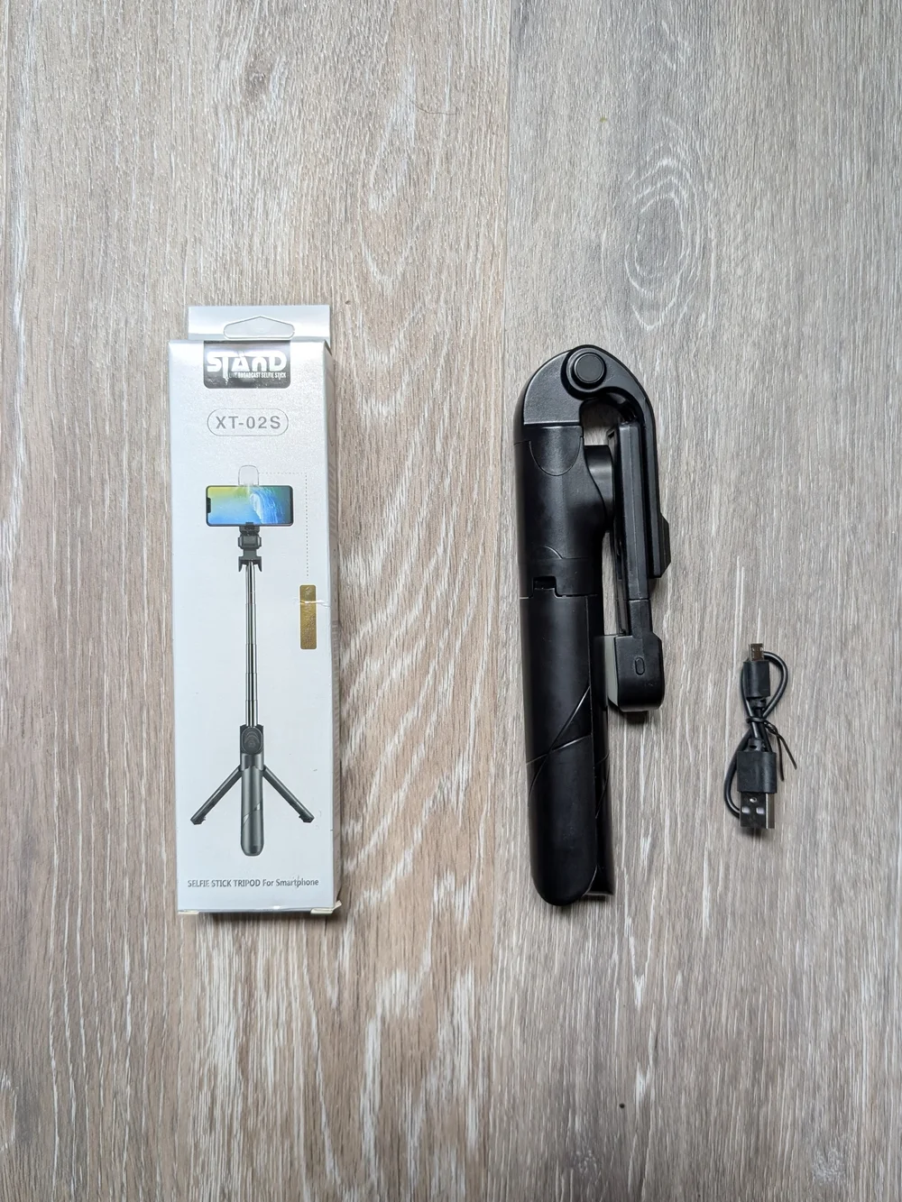 Black and Silver Smartphone Tripod with LED Light